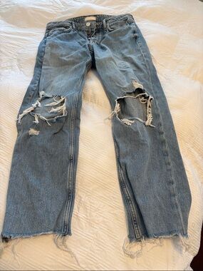 River Island Light Blue Ripped Cropped Jeans